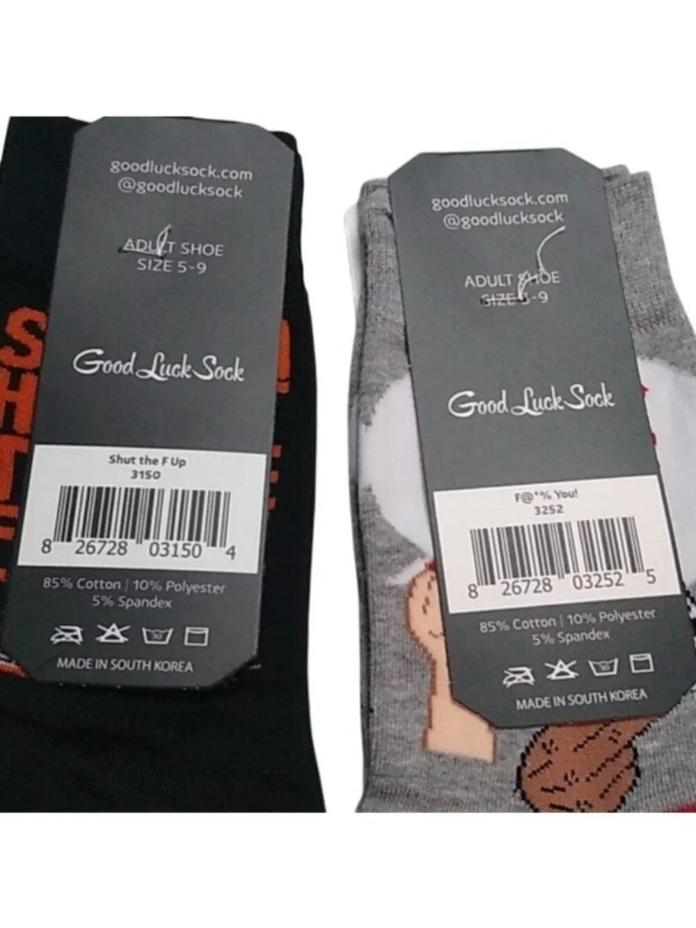 2 Pair Naughty STFU Eff You Socks Adult Size 5-9